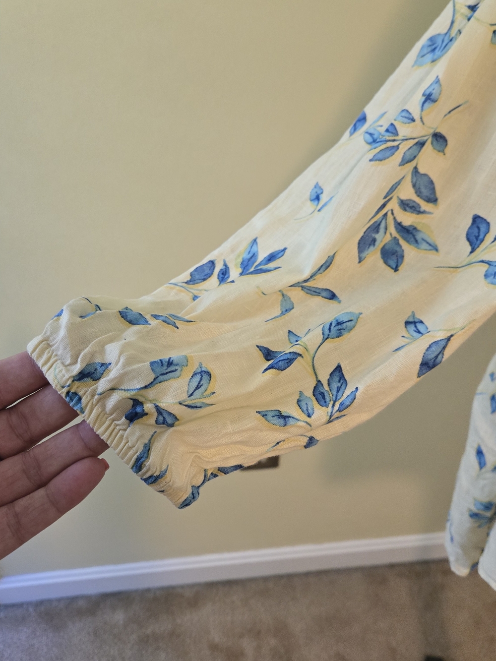 Light Yellow Floral Pintuck Peasant Blouse - Women - Picture 3 of 5